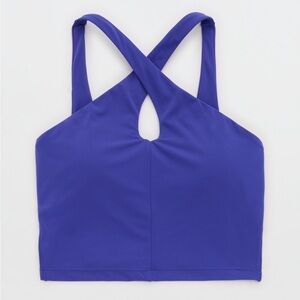 OFFLINE By Aerie Blue Criss Cross High Neck Sports Bra